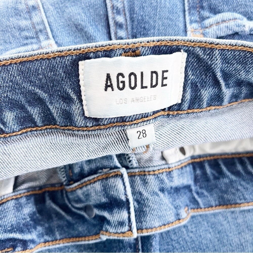 AGOLDE Toni Mid Rise Straight Leg Jeans Viewpoint Wash Distressed Denim - Picture 6 of 8